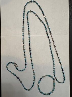 Retired Grace & Heart Beaded Necklace and Bracelet Set